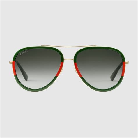 gucci red/green/gold aviator sunglasses|gucci unisex aviator sunglasses.